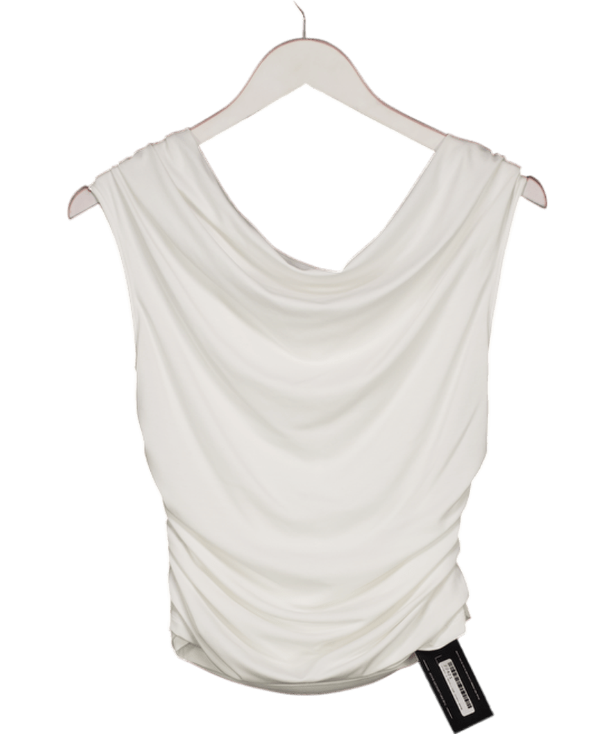 Goelia White Ruched Modal Sleeveless Top UK 10 - Reliked