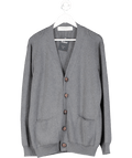 Golden Goose Grey Cardigan In Mélange Gray Cotton With Logo On The Back UK M - Reliked