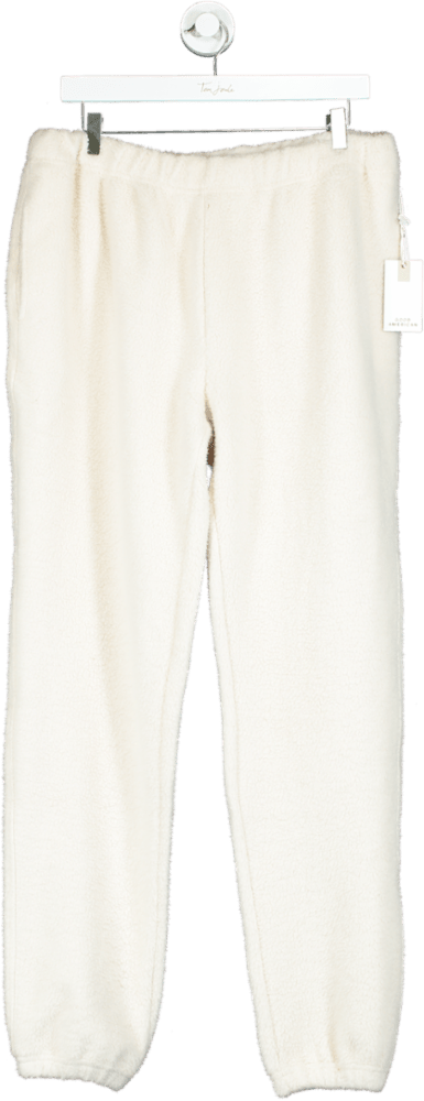 Good American Cream Sherpa Boyfriend Sweatpant UK L - Reliked
