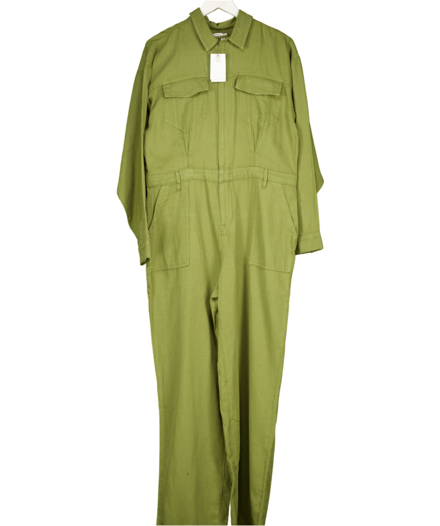 Good American Green Lite Linen Oversized Jumpsuit UK M - Reliked