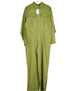 Good American Green Lite Linen Oversized Jumpsuit UK M