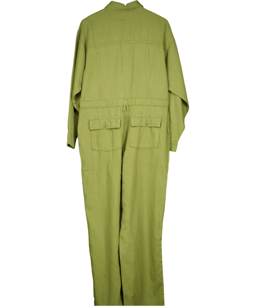 Good American Green Lite Linen Oversized Jumpsuit UK M - Reliked
