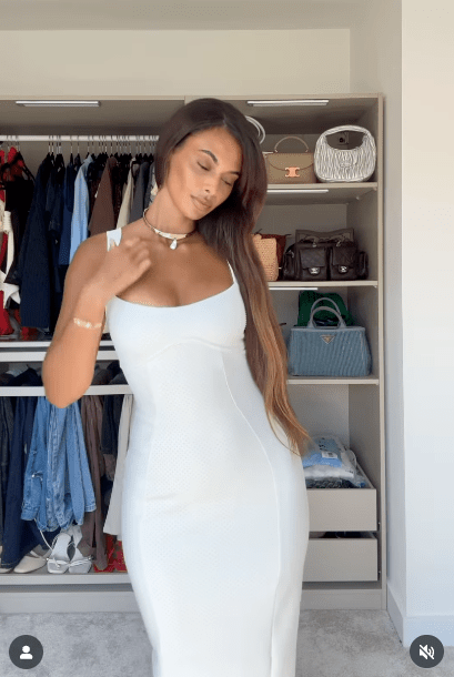 Good American Scuba Crystal Sweetheart Midi Dress In Cloud White UK S - Reliked