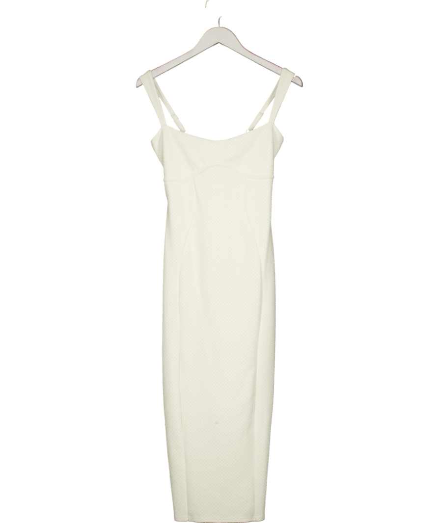 Good American Scuba Crystal Sweetheart Midi Dress In Cloud White UK S - Reliked