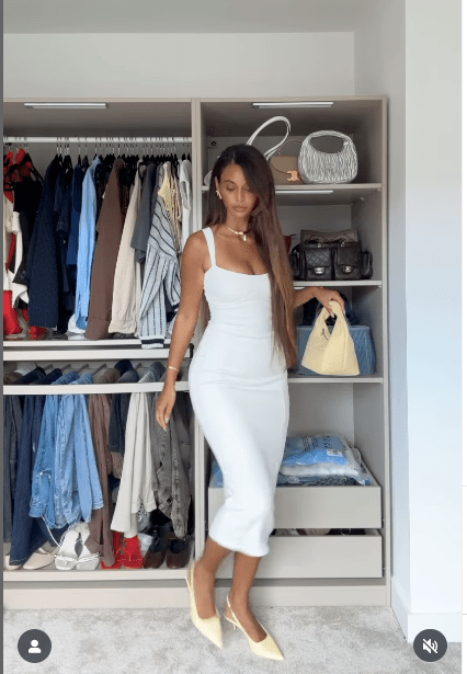 Good American Scuba Crystal Sweetheart Midi Dress In Cloud White UK S - Reliked