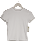Good American White Super Stretch Crew Neck Short Sleeve Baby Tee UK S - Reliked