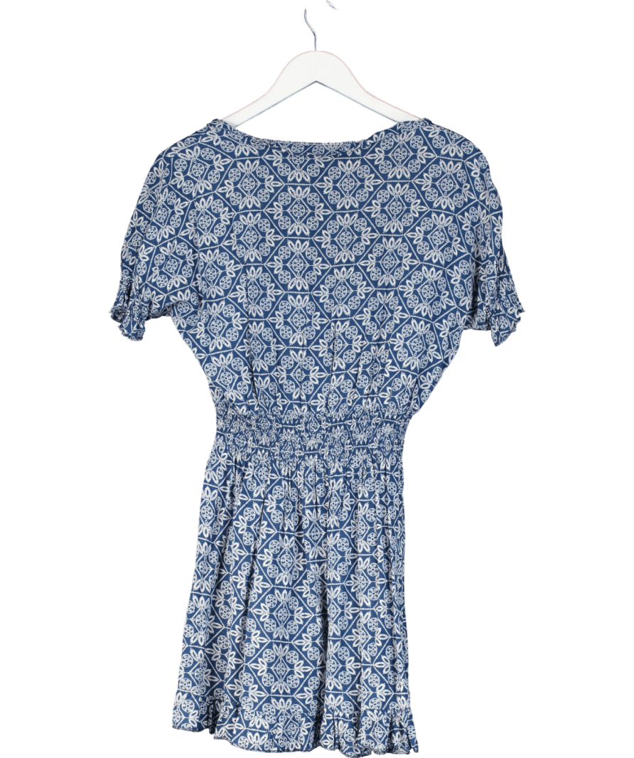 Goodnight Macaroon Blue Printed Mini Dress UK XS - Reliked