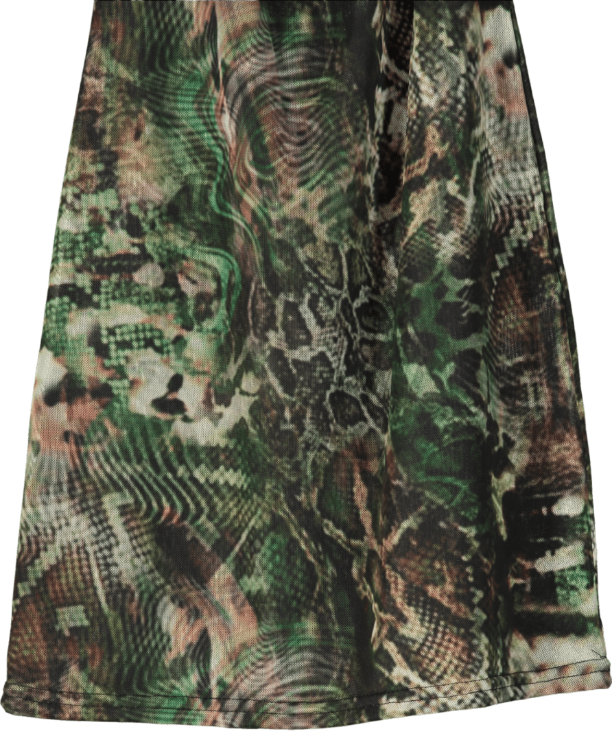 grace jacob Green Jungle Mesh Mini Dress UK S - Reliked