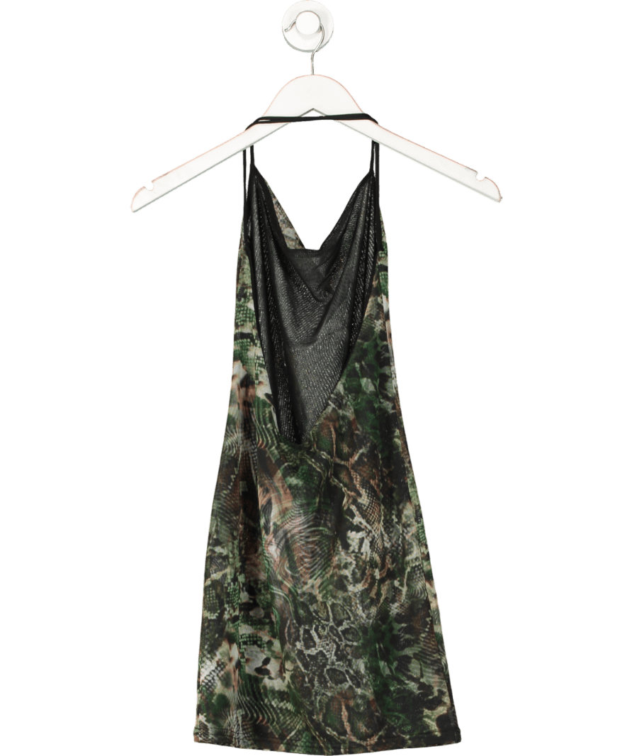grace jacob Green Jungle Mesh Mini Dress UK S - Reliked