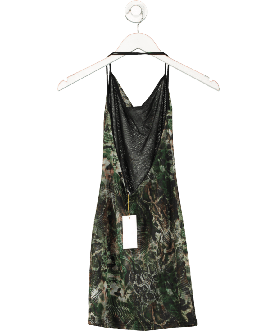 grace jacob Green Jungle Mesh Mini Dress UK S - Reliked