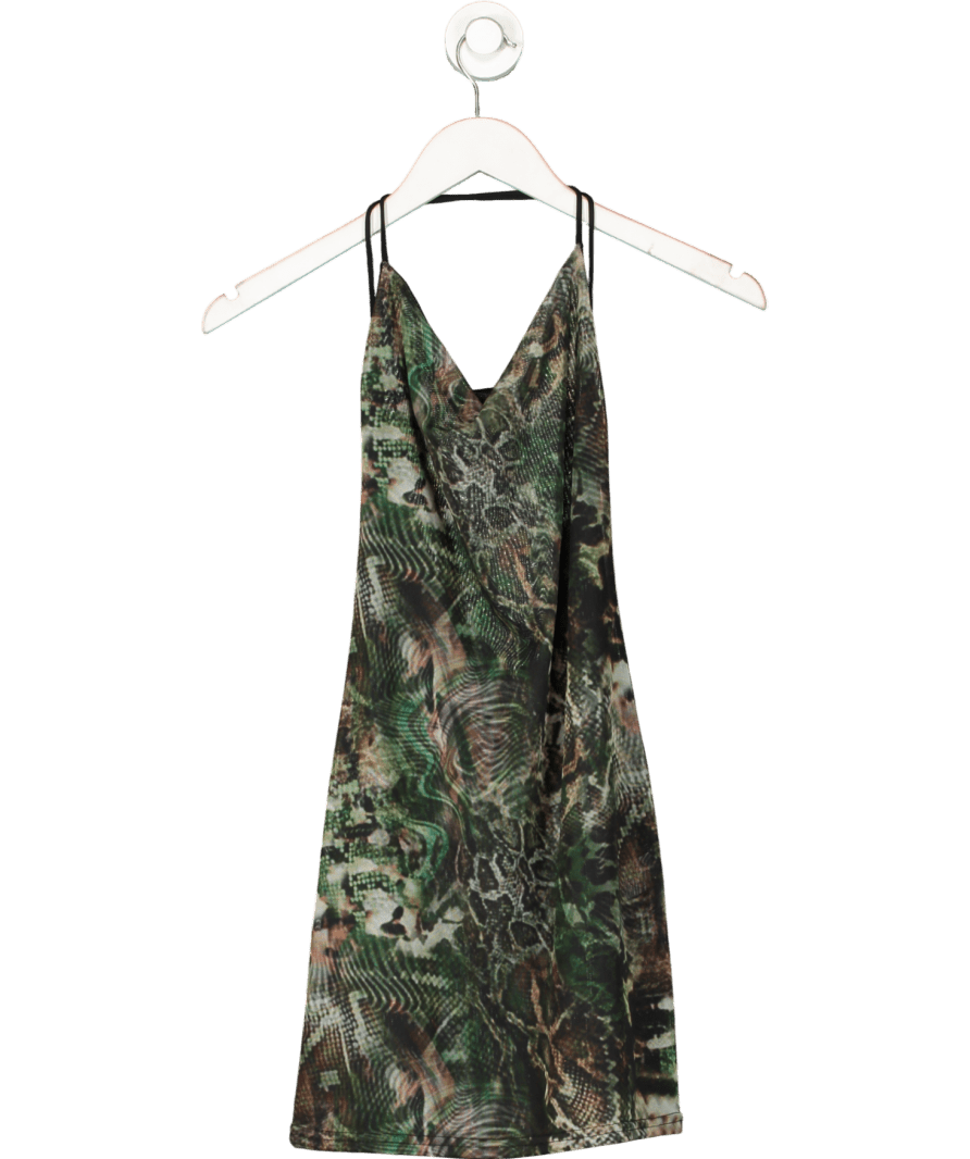 grace jacob Green Jungle Mesh Mini Dress UK S - Reliked