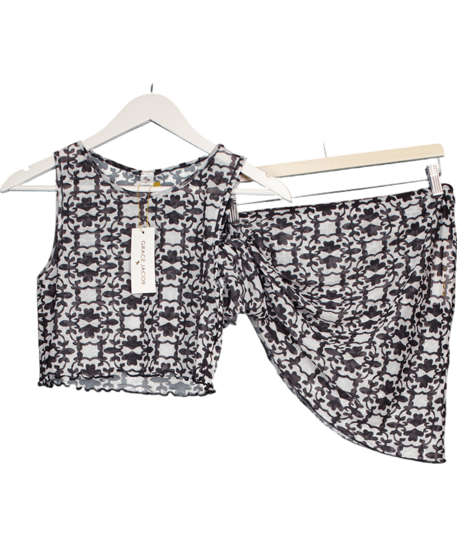 Grace Jacobs Black 2 - piece Salty Mesh Skirt And Top Set UK S - Reliked