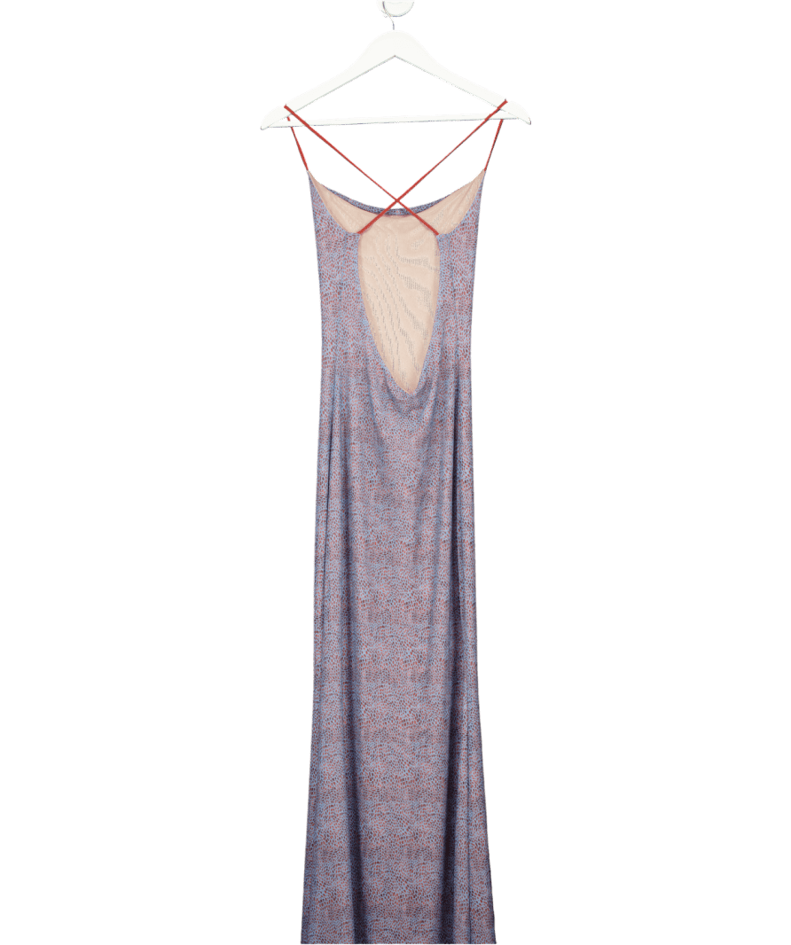 GRACE JACOBS Blue Snake Print Mesh Maxi Dress UK XS - Reliked
