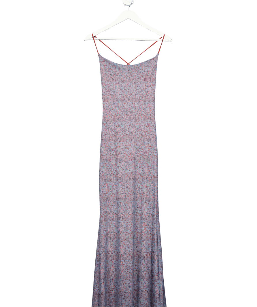 GRACE JACOBS Blue Snake Print Mesh Maxi Dress UK XS - Reliked