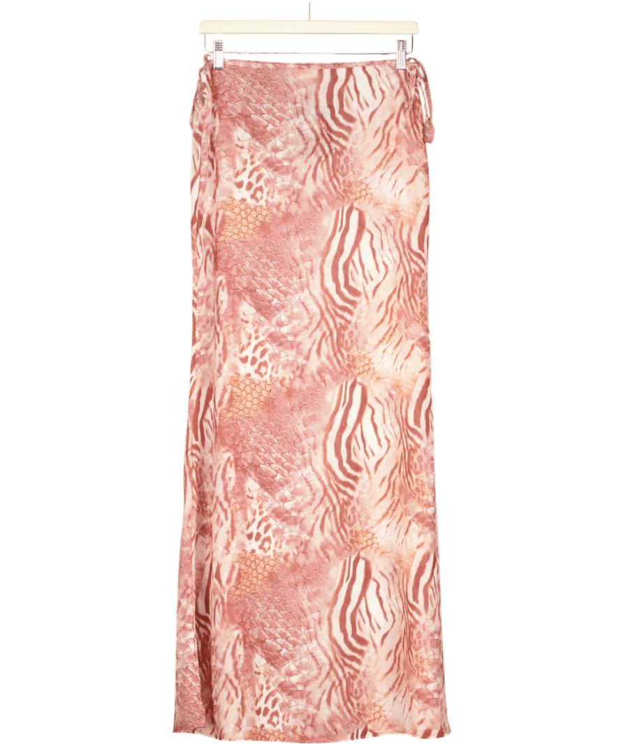 Grace Jacobs Brown Animal Print Tie Shoulder Dress UK S - Reliked