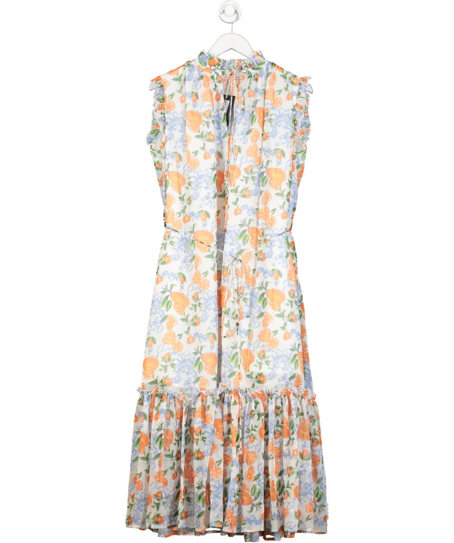 Greek Islands Multicoloured Citrus Garden Midi Dress UK 6 - Reliked