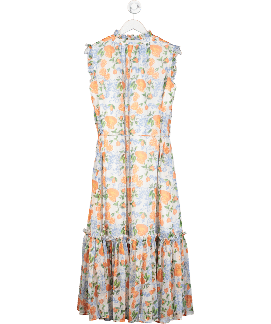 Greek Islands Multicoloured Citrus Garden Midi Dress UK 6 - Reliked