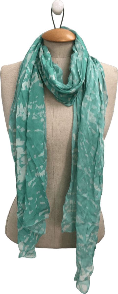 Green Abstract Print Scarf with Detachable Corsage One Size - Reliked