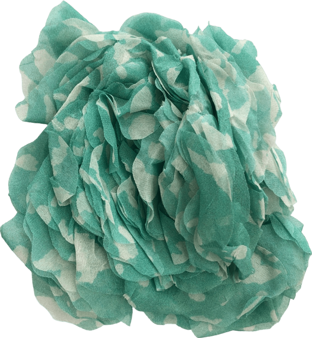 Green Abstract Print Scarf with Detachable Corsage One Size - Reliked