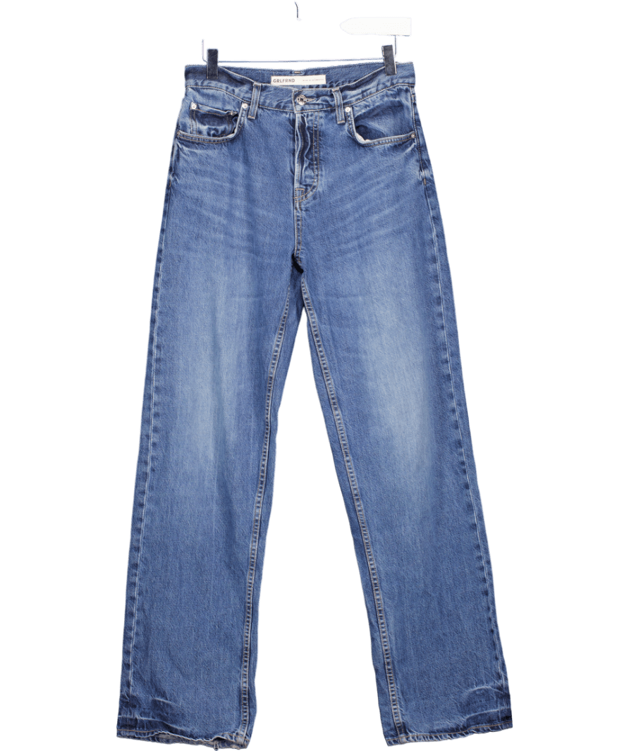 grlfrnd Blue Low Rise Straight Jeans W25 - Reliked