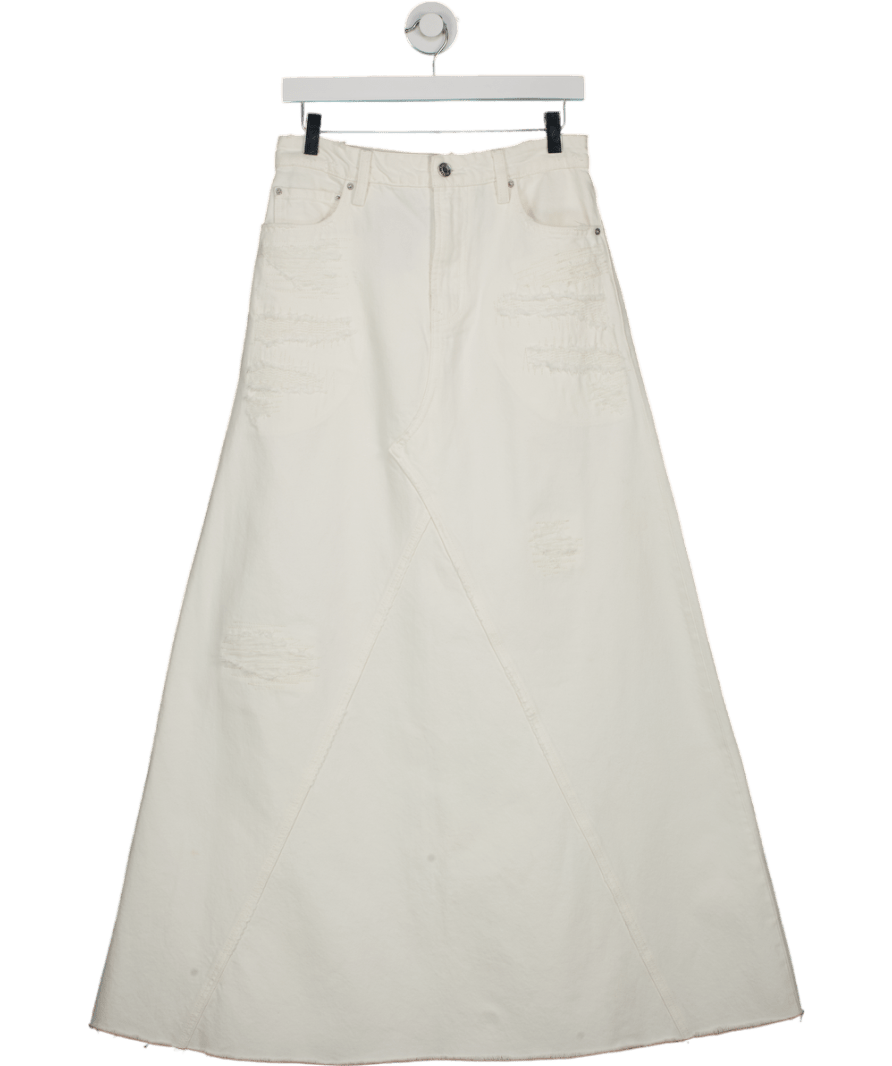 grlfrnd White The Fiona Godet Maxi Skirt W27 - Reliked