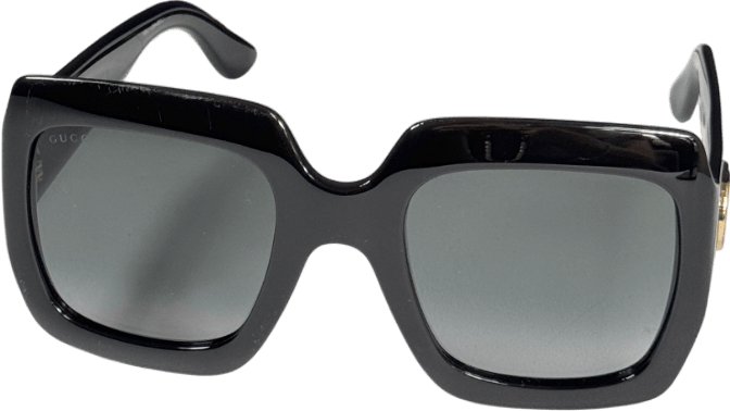 Gucci Gg0053sn Black / Gold Square Oversized Gg Logo Sunglasses In Case One Size - Reliked
