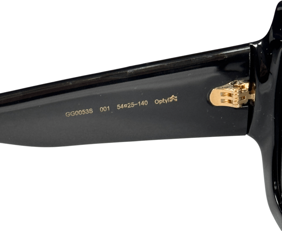 Gucci Gg0053sn Black / Gold Square Oversized Gg Logo Sunglasses In Case One Size - Reliked