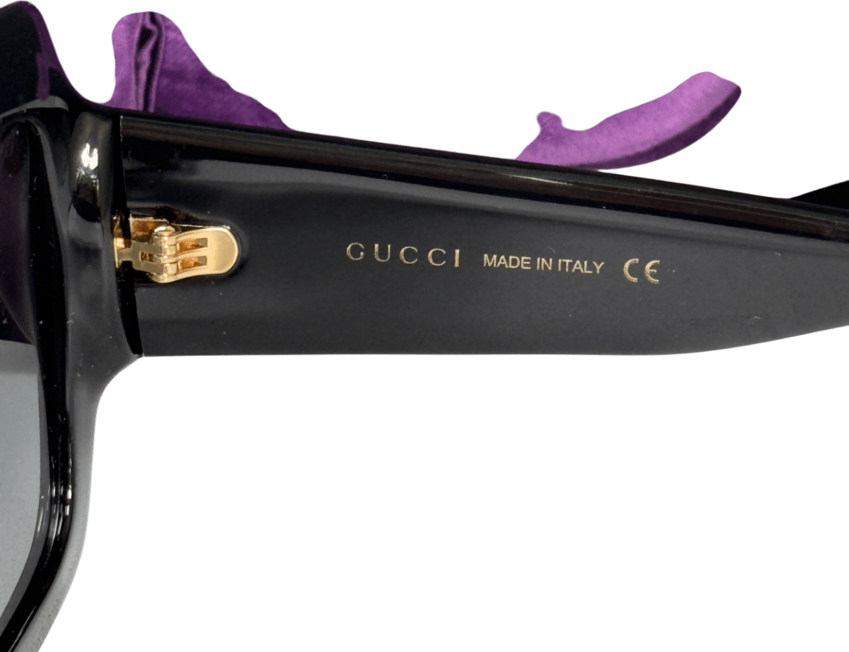 Gucci Gg0053sn Black / Gold Square Oversized Gg Logo Sunglasses In Case One Size - Reliked