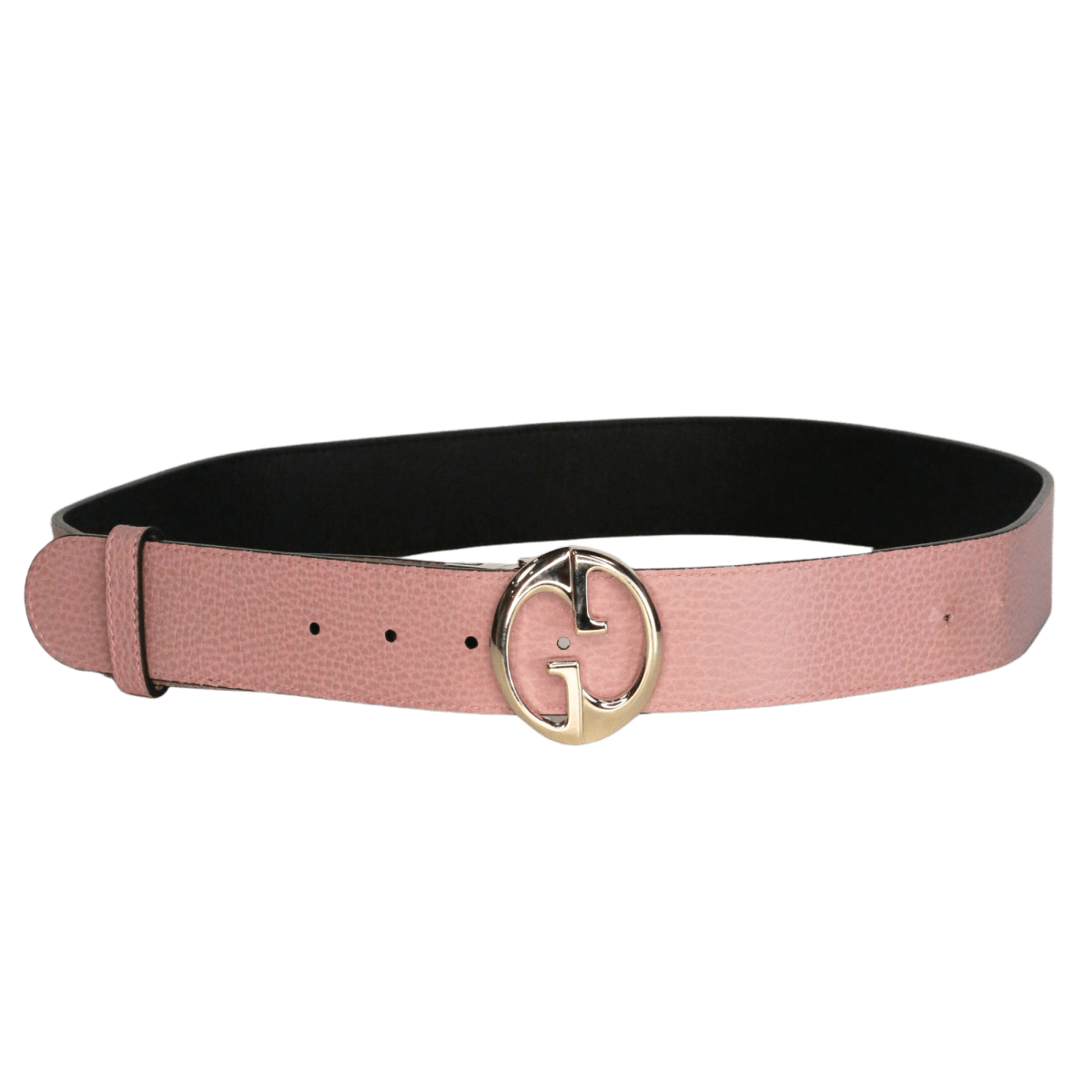 Gucci Pink & Black Reversible Interlocking Gold Gg Logo Belt 90cm UK M - Reliked