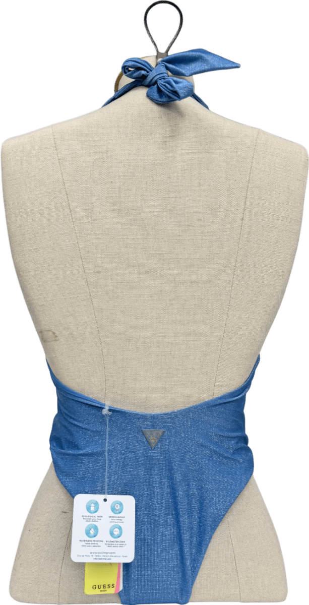 Guess Blue Halter Neck Sparkly Swim Suit UK XS - Reliked