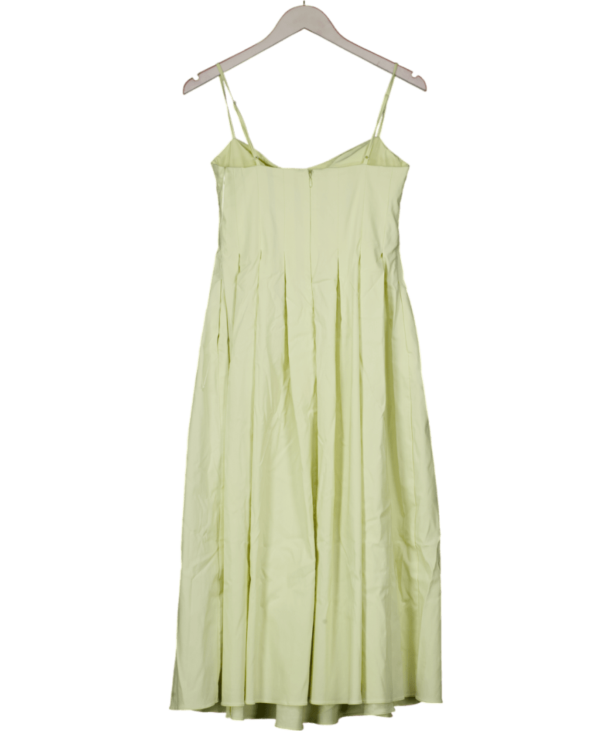Guess Lime Yellow Pleat Detail Midi Dress UK 10 - Reliked