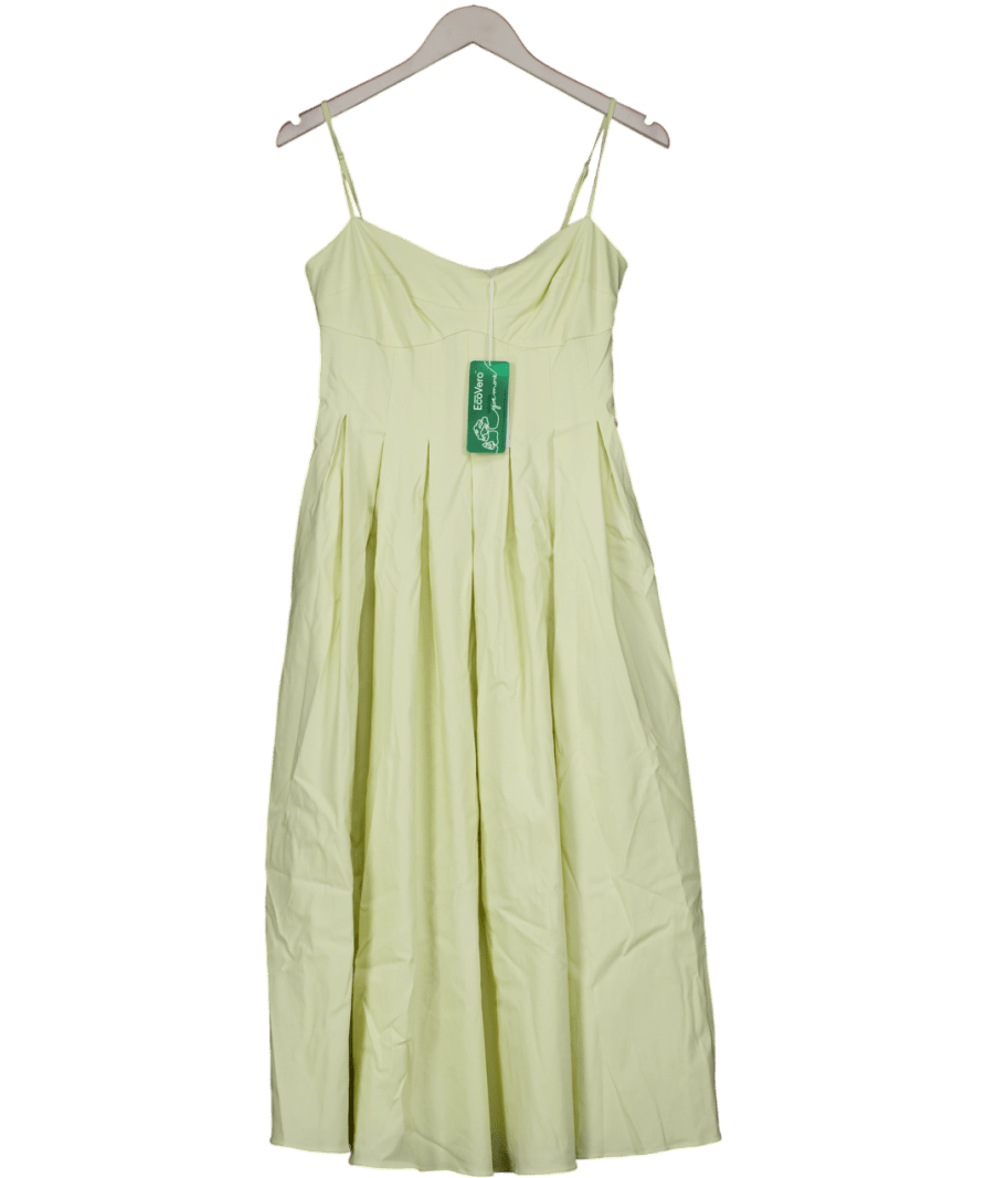 Guess Lime Yellow Pleat Detail Midi Dress UK 10 - Reliked