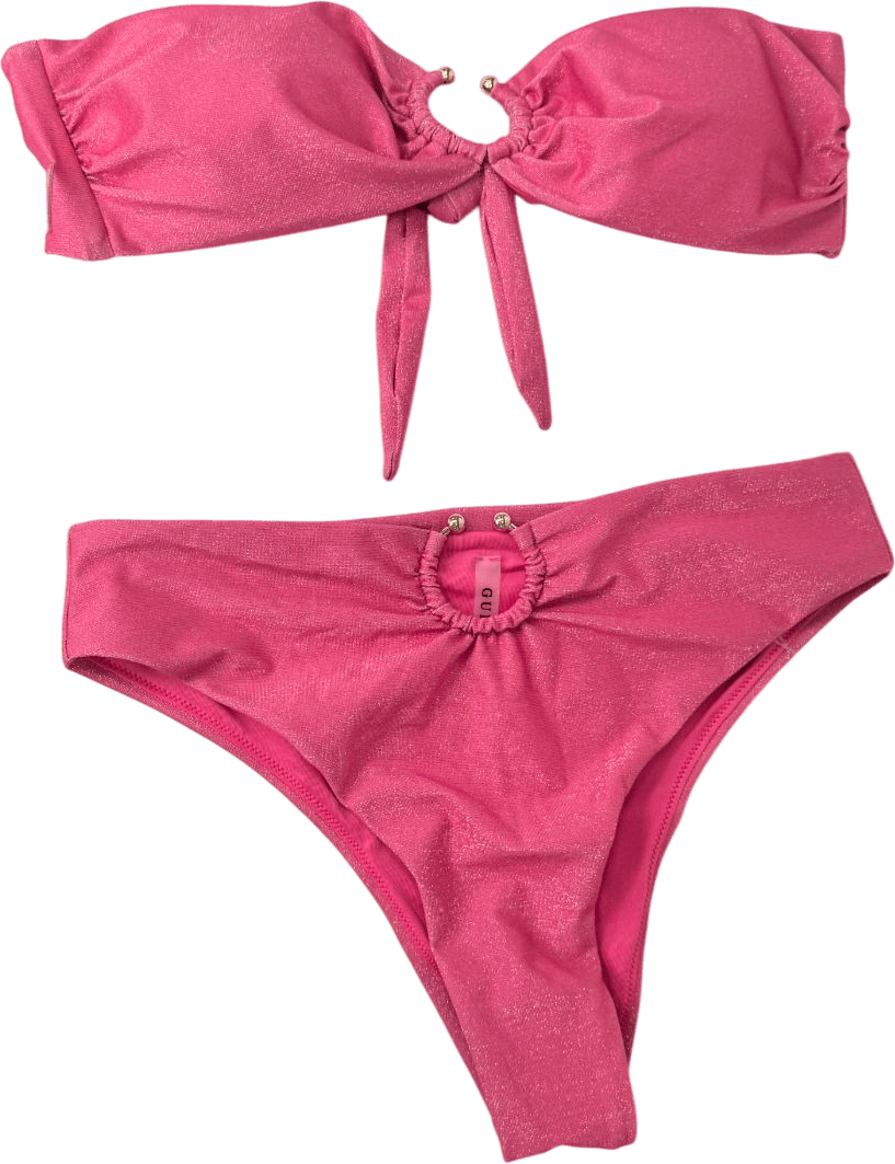Guess Pink Two Piece Sparkly Bikini UK S - Reliked