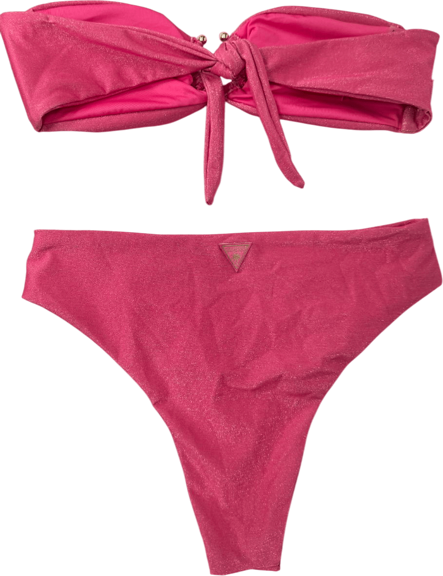 Guess Pink Two Piece Sparkly Bikini UK S - Reliked