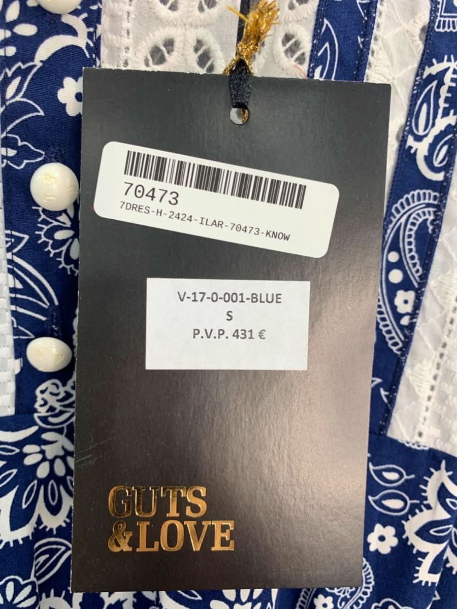 Guts & Love Blue Paisley Print Mini Dress UK S - Reliked