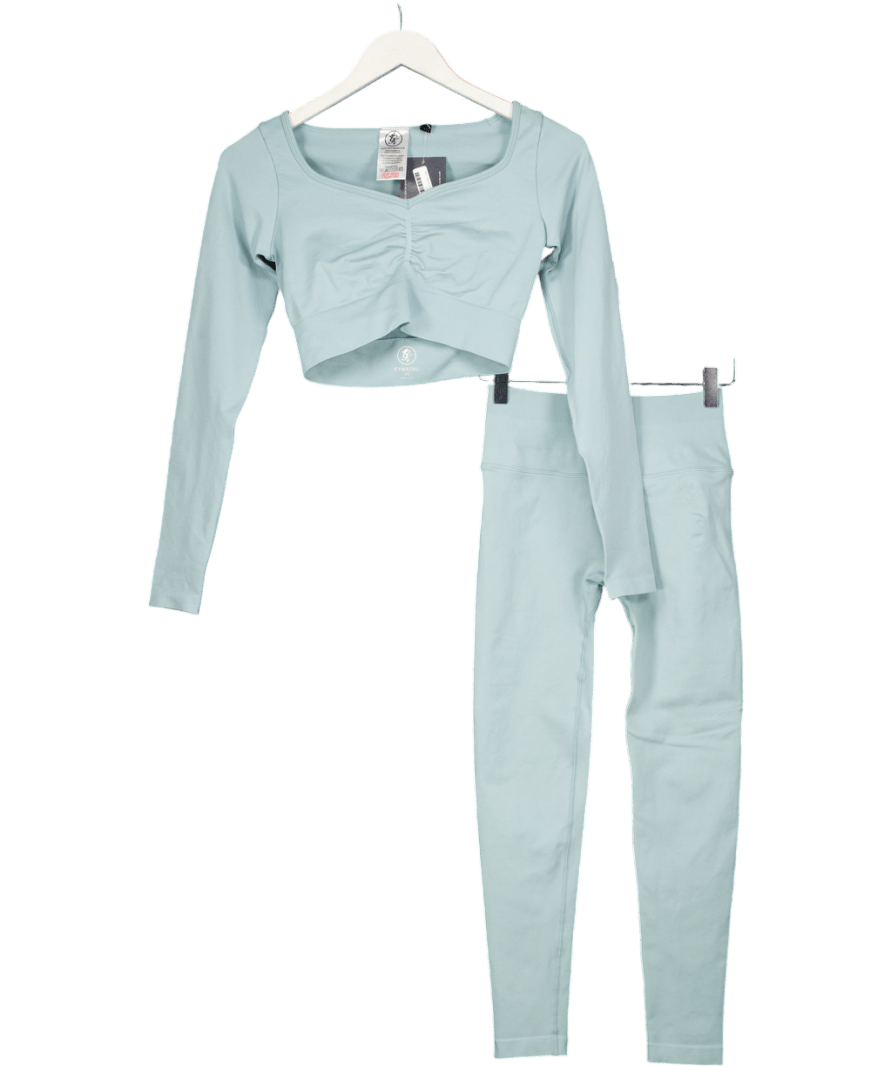 GYM KING Blue Sculpt Seamless Top And Leggings UK XS/S - Reliked