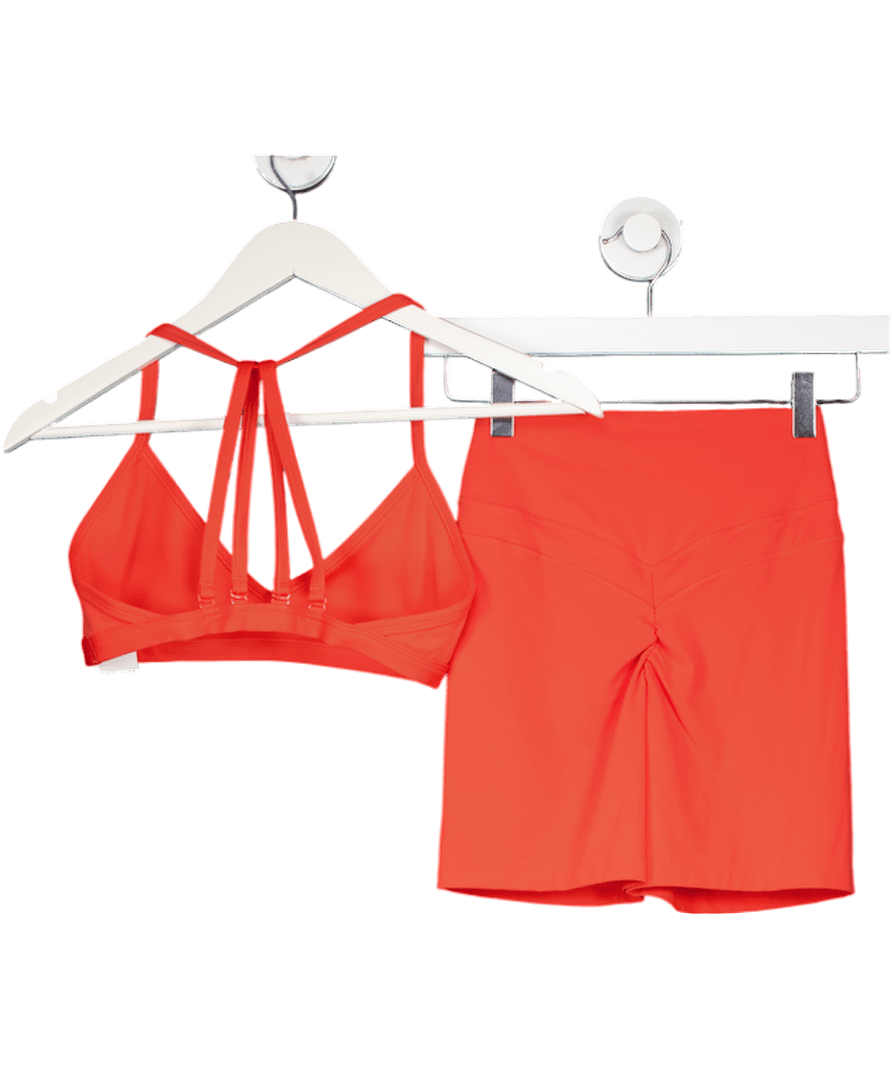 gymshark 2 - piece Whitney Coral Red Shorts Uk Xs And Halterneck Sports Bra UK S - Reliked