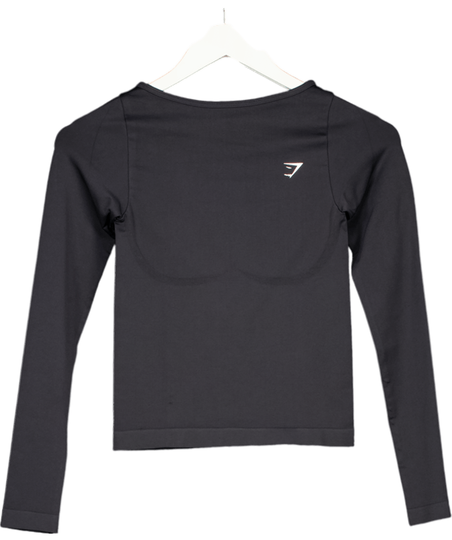 gymshark Black Everyday Seamless Wide Neck Long Sleeve Top UK XS - Reliked