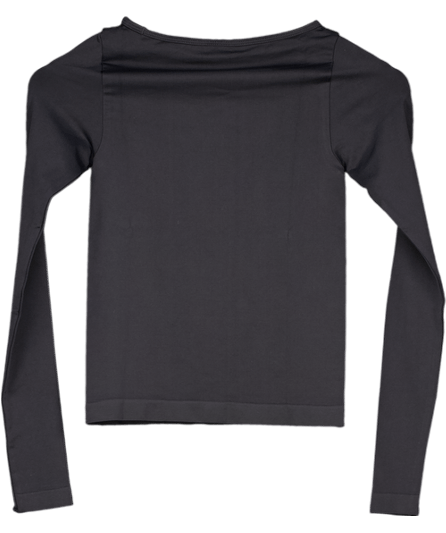 gymshark Black Everyday Seamless Wide Neck Long Sleeve Top UK XS - Reliked