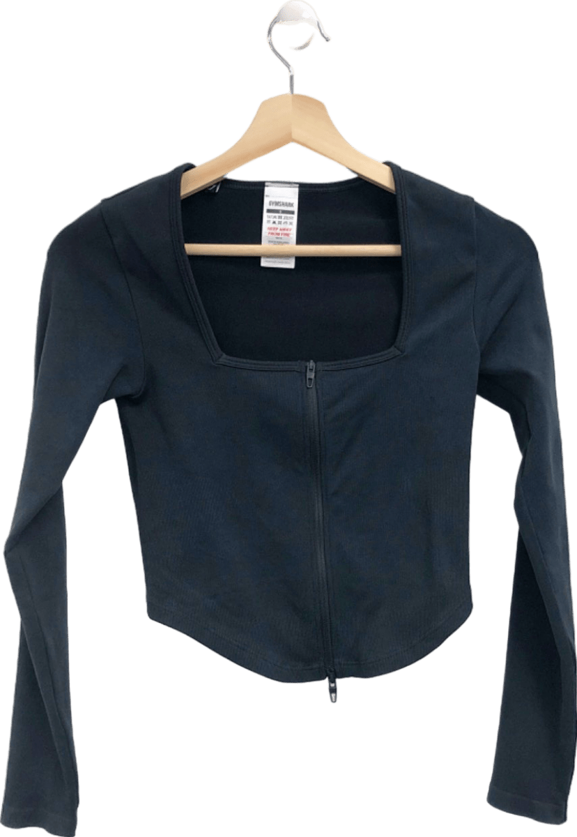 Gymshark Black Long Sleeve Zip Top S - Reliked
