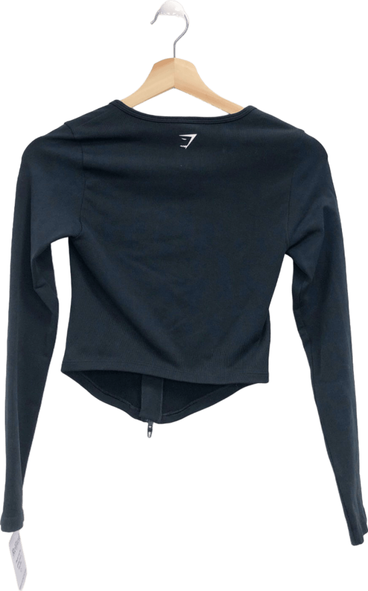 Gymshark Black Long Sleeve Zip Top S - Reliked