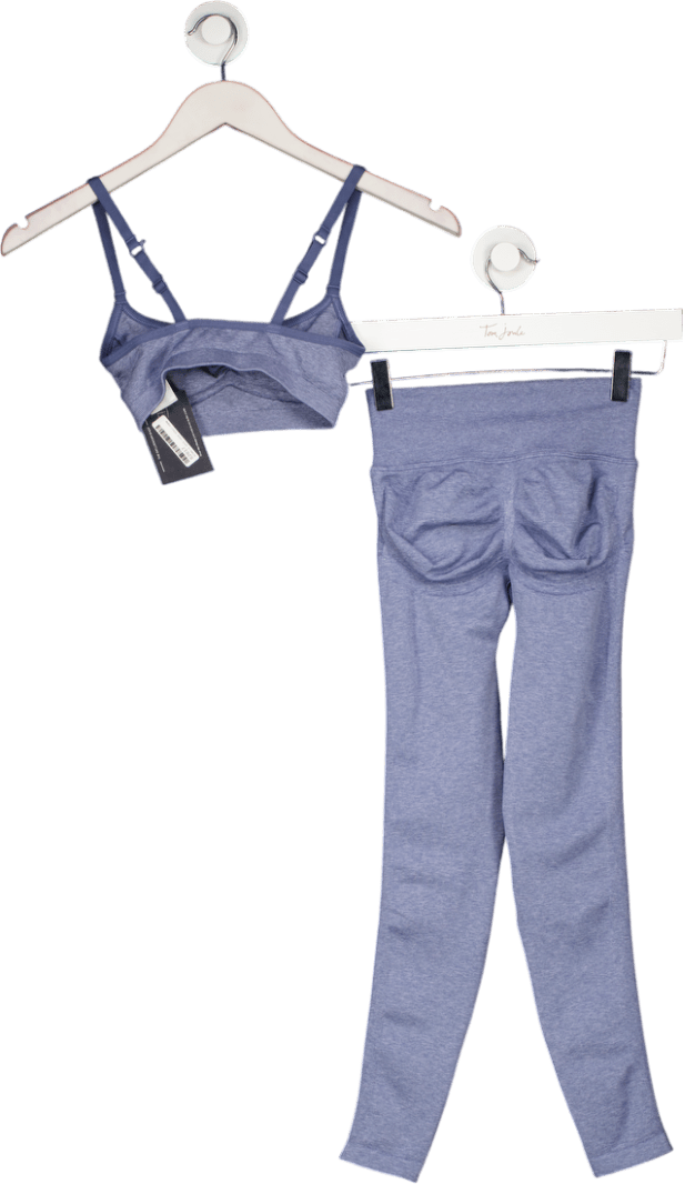 gymshark Blue Ruched Sports Bra And Seamless Leggings Set UK XS - Reliked
