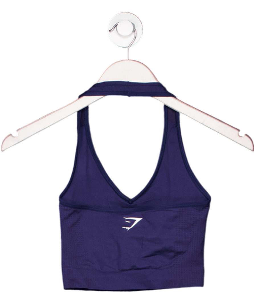 gymshark Blue Vital Halter Neck Tank With Shelf UK XS/S - Reliked