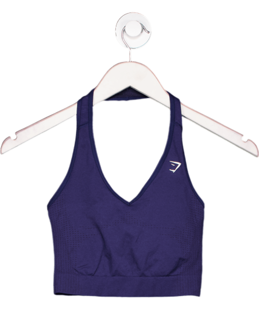 gymshark Blue Vital Halter Neck Tank With Shelf UK XS/S - Reliked