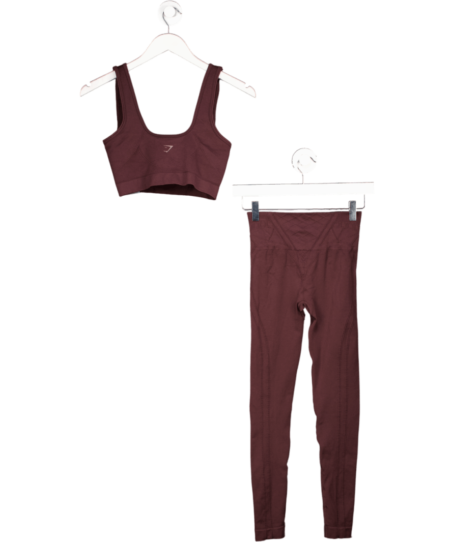 gymshark Brown Corset Seamless Sports Bra And Legginsg UK S - Reliked