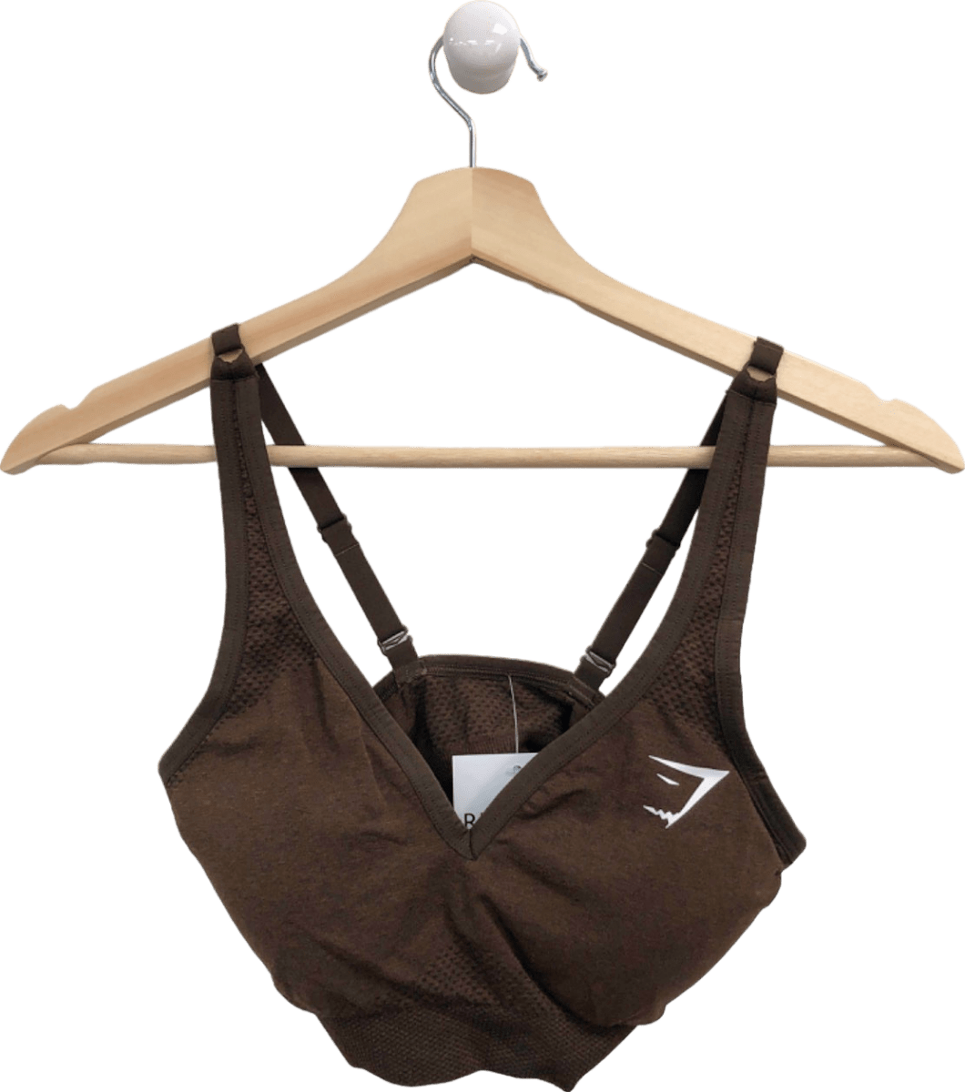 Gymshark Brown Seamless Sports Bra UK S - Reliked