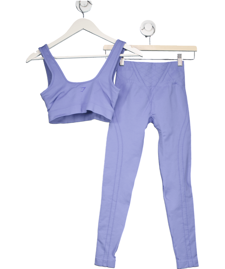 gymshark Cornflower Blue 2 - piece Linear Seamless Activewear Set UK XS - Reliked