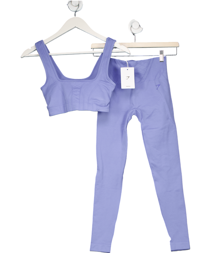 gymshark Cornflower Blue 2 - piece Linear Seamless Activewear Set UK XS - Reliked