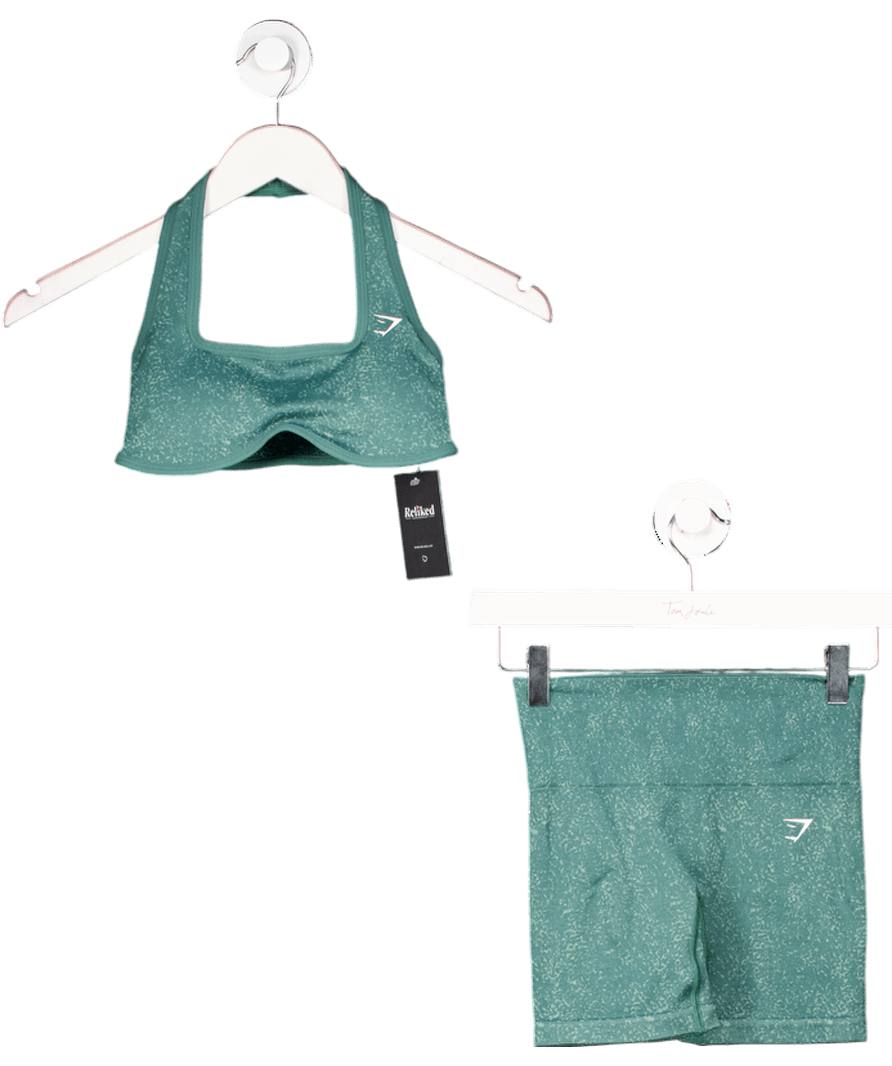 gymshark Green Adapt Fleck X Whitney Halterneck Sports Bra And Leggings UK XS - Reliked