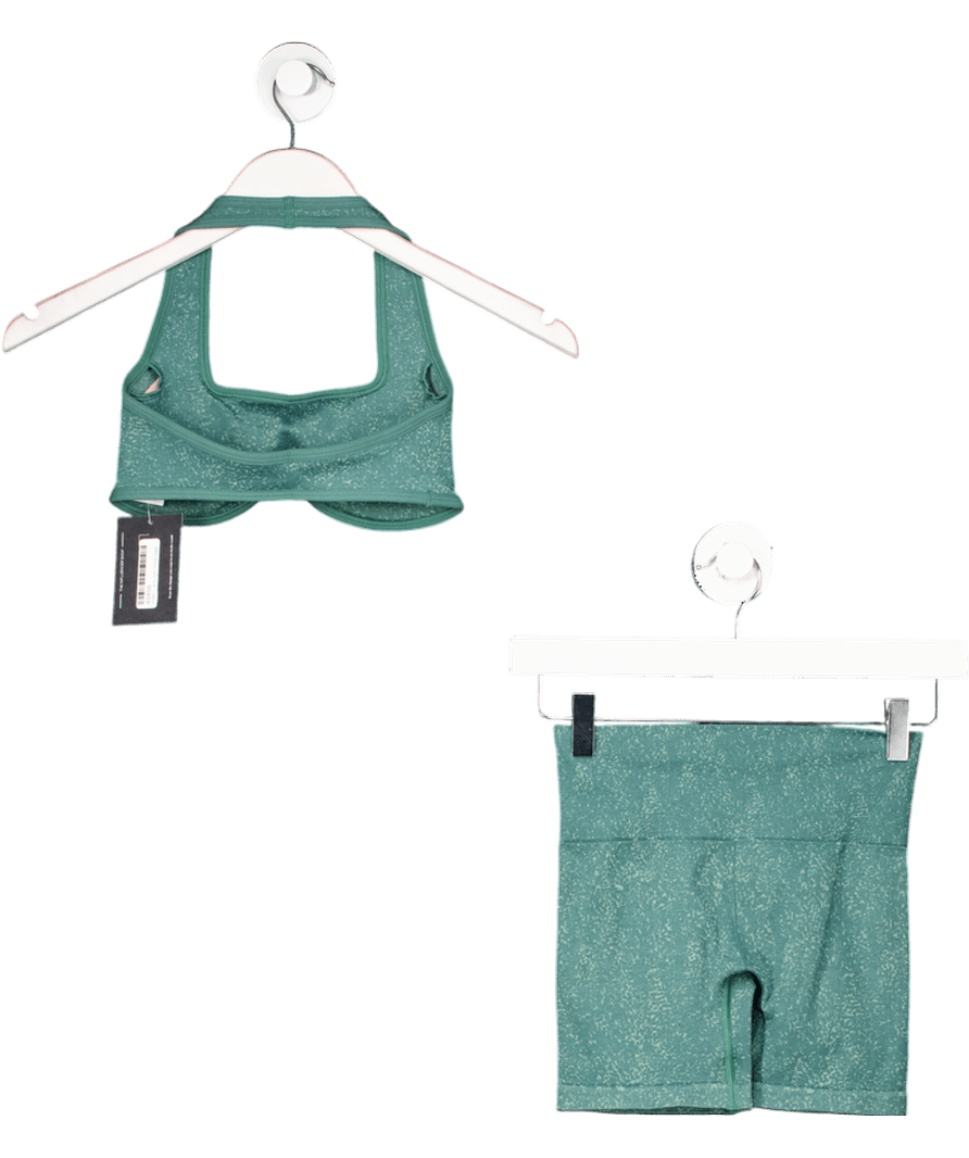 gymshark Green Adapt Fleck X Whitney Halterneck Sports Bra And Leggings UK XS - Reliked